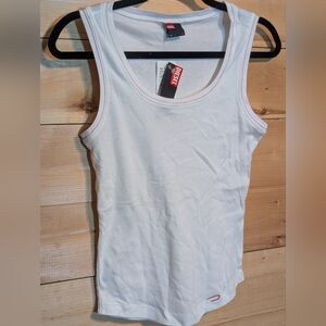 Diesel Classic White Sleeveless Top With Cute Red Piping